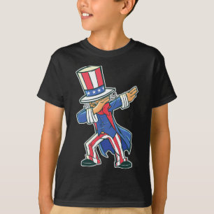 Grappig Dansen Dabbing Uncle Sam 4th of July Boys  T-shirt