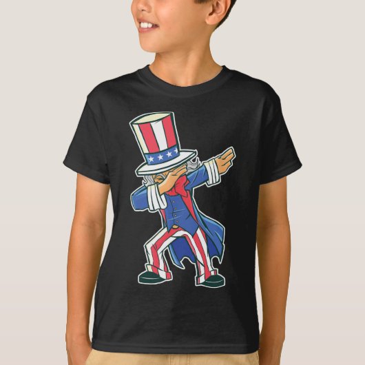 Grappig Dansen Dabbing Uncle Sam 4th of July Boys  T-shirt (Voorkant)