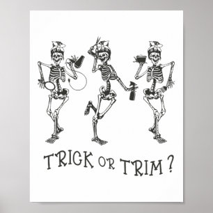 Grappig dansen skelet truc of trim Haarstylist H Poster