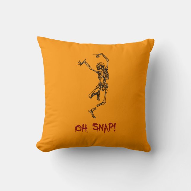Grappig Dansend Skelet Oh Snap Kussen (Voorkant)