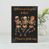 Grappig Dansend skelet spooky Halloween feest donk Kaart (Staand voorkant)