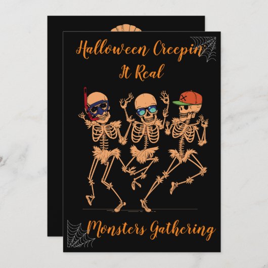 Grappig Dansend skelet spooky Halloween feest donk Kaart (Voorkant / Achterkant)