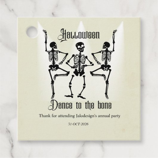 Grappig Dansend Zwart Skelet Halloween Feest Bedankjes Labels (Voorkant)