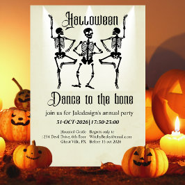 Grappig Dansend Zwart Skelet Halloween Feest Kaart