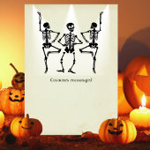 Grappig Dansend Zwart Skelet Halloween Feest Kaart