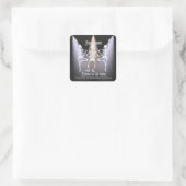 Grappig Dansend Zwart Skelet Halloween Feest Vierkante Sticker (Tas)