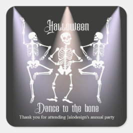 Grappig Dansend Zwart Skelet Halloween Feest Vierkante Sticker