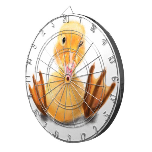 Grappig Dart Board met Happy Yellow Duck - Smile Dartbord (Voorkant Rechts)