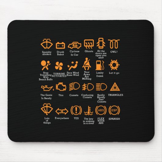 Grappig Dashboard Iconen Koffie Mok Auto Guy Car L Muismat (Voorkant)