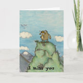 Grappig dat cartoon op de bergtop jaagt. kaart (Voorkant)