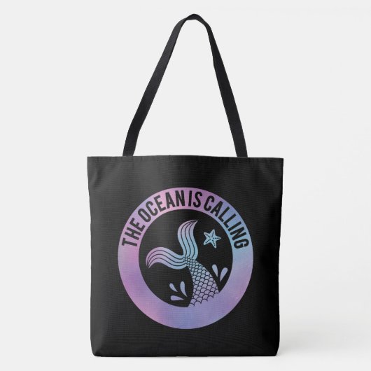 Grappig dat de oceaan Mermaid Galaxy Black noemt Tote Bag (Voorkant)