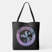 Grappig dat de oceaan Mermaid Galaxy Black noemt Tote Bag (Achterkant)