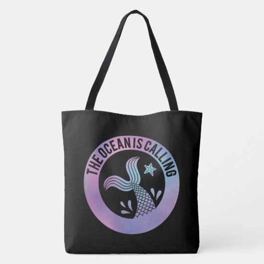 Grappig dat de oceaan Mermaid Galaxy Black noemt Tote Bag (Achterkant)