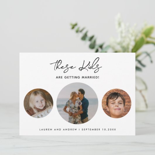 Grappig dat deze Kinderen een huwelijk krijgen Save The Date (Staand voorkant)