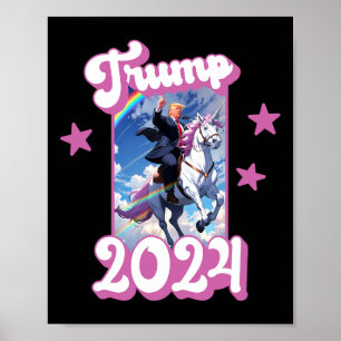 Grappig dat Donald Trump op een eenhoorn rijdt. Pi Poster