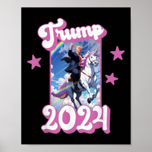 Grappig dat Donald Trump op een eenhoorn rijdt. Pi Poster