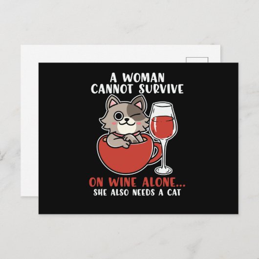 Grappig dat een vrouw niet alleen kan overleven, z briefkaart (Voorkant / Achterkant)