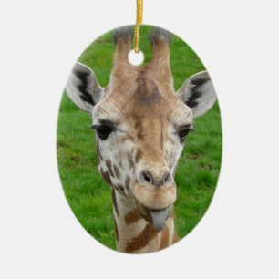 Grappig dat Giraffe Tongue eruit trekt. Keramisch Ornament