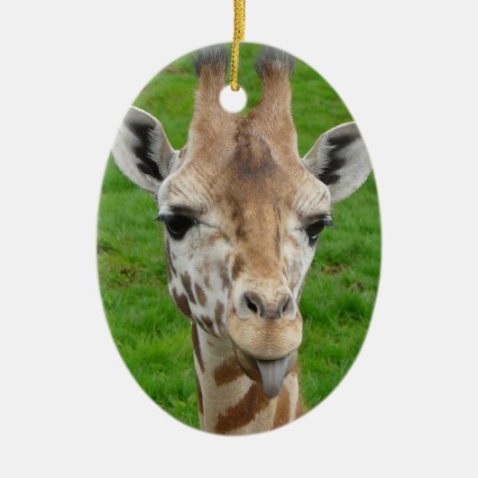 Grappig dat Giraffe Tongue eruit trekt. Keramisch Ornament (Voorkant)