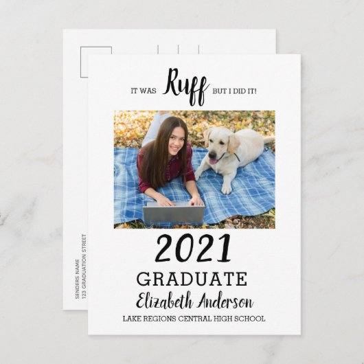 Grappig dat het de ruff-klasse van 2021 Afstuderen Uitnodiging Briefkaart (Voorkant / Achterkant)