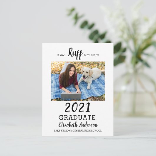 Grappig dat het de ruff-klasse van 2021 Afstuderen Uitnodiging Briefkaart (Staand voorkant)