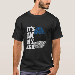 Grappig dat het in mijn DNA Estse vlag Fingerprint T-shirt
