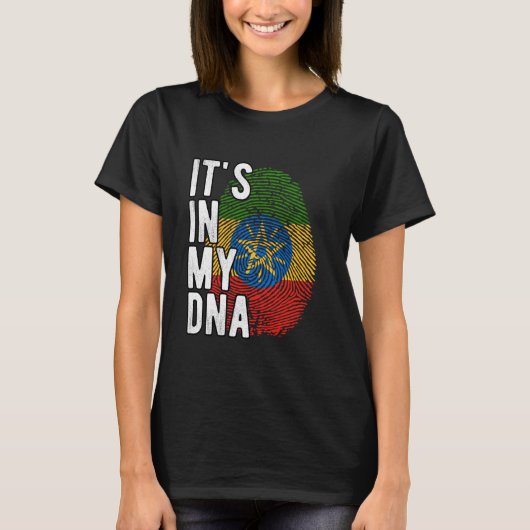 Grappig dat het in mijn DNA Ethiopia vlag Fingerpr T-shirt (Voorkant)