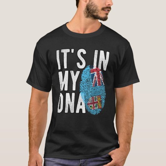 Grappig dat het in mijn DNA Fiji vlag Fingerprint  T-shirt (Voorkant)