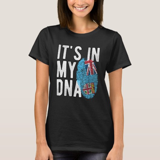 Grappig dat het in mijn DNA Fiji vlag Fingerprint  T-shirt (Voorkant)