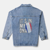 Grappig dat het in mijn DNA France vlag Vingerafdr Denim Jacket (Achterkant)