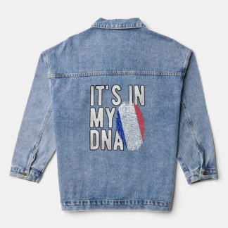 Grappig dat het in mijn DNA France vlag Vingerafdr Denim Jacket