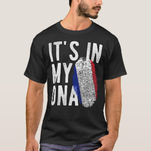 Grappig dat het in mijn DNA France vlag Vingerafdr T-shirt