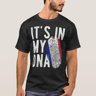 Grappig dat het in mijn DNA France vlag Vingerafdr T-shirt