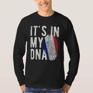 Grappig dat het in mijn DNA France vlag Vingerafdr T-shirt