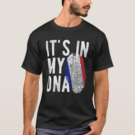 Grappig dat het in mijn DNA France vlag Vingerafdr T-shirt (Voorkant)