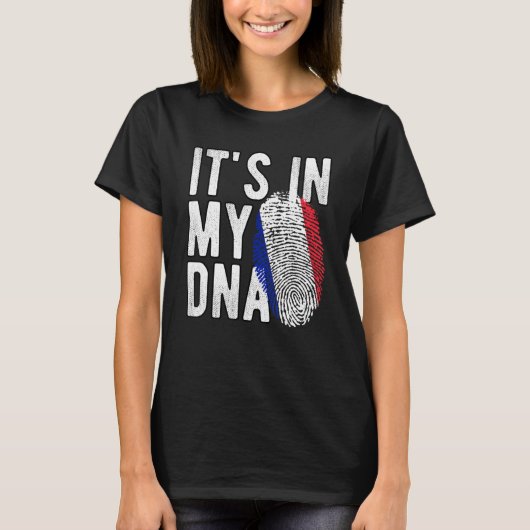 Grappig dat het in mijn DNA France vlag Vingerafdr T-shirt (Voorkant)