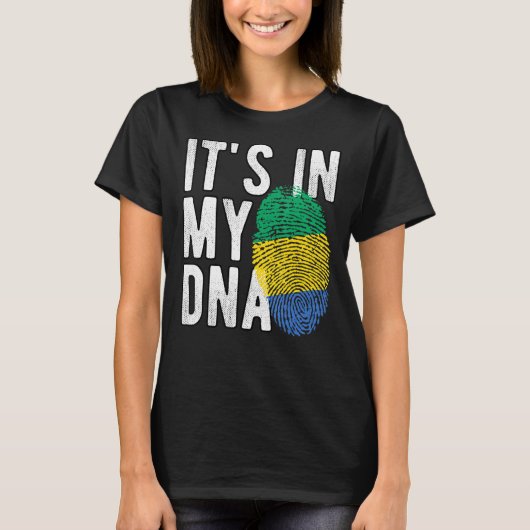 Grappig dat het in mijn DNA Gabon vlag Fingerprint T-shirt (Voorkant)