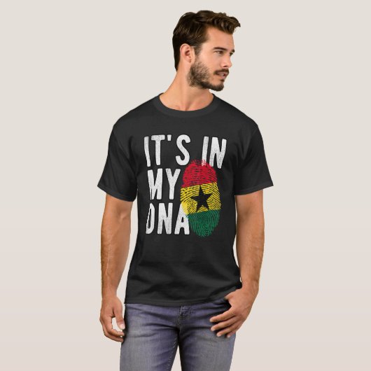 Grappig dat het in mijn DNA Ghana vlag Vingerafdru T-shirt (Voorkant volledig)