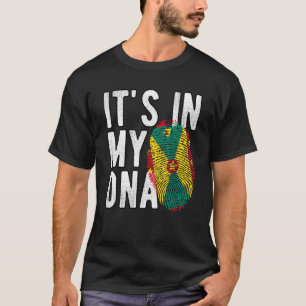 Grappig dat het in mijn DNA Grenada vlag Vingerafd T-shirt