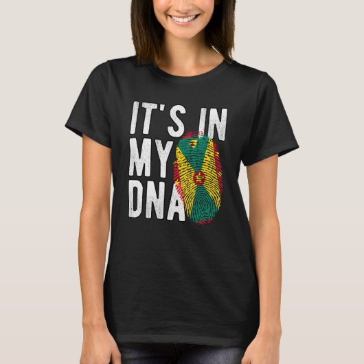 Grappig dat het in mijn DNA Grenada vlag Vingerafd T-shirt (Voorkant)