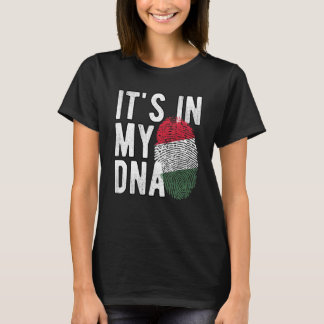 Grappig dat het in mijn DNA Hongarije vlag Fingerp T-shirt