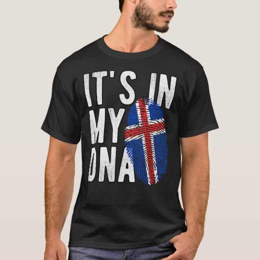 Grappig dat het in mijn DNA-IJslandse vlag Fingerp T-shirt (Voorkant)