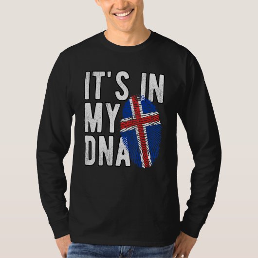 Grappig dat het in mijn DNA-IJslandse vlag Fingerp T-shirt (Voorkant)