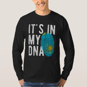Grappig dat het in mijn DNA Kazachse vlag Fingerpr T-shirt
