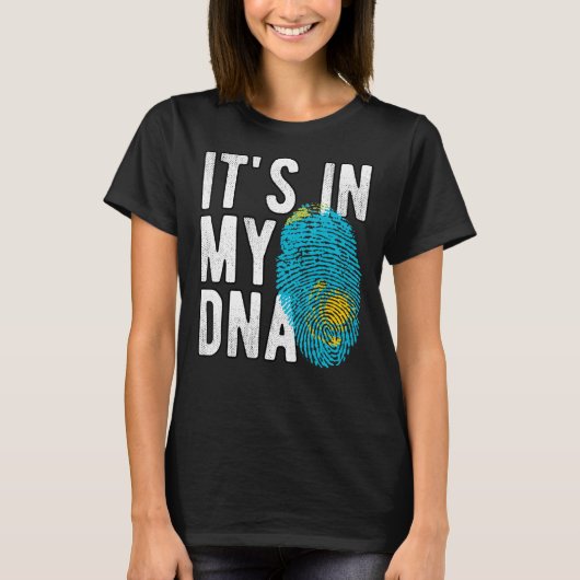 Grappig dat het in mijn DNA Kazachse vlag Fingerpr T-shirt (Voorkant)
