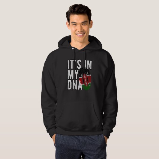 Grappig dat het in mijn DNA Kenya vlag Fingerprint Hoodie (Voorkant volledig)