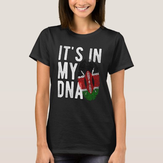 Grappig dat het in mijn DNA Kenya vlag Fingerprint T-shirt (Voorkant)