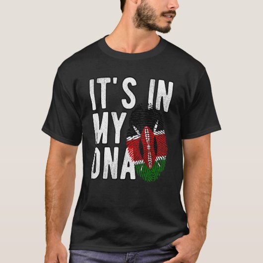Grappig dat het in mijn DNA Kenya vlag Fingerprint T-shirt (Voorkant)