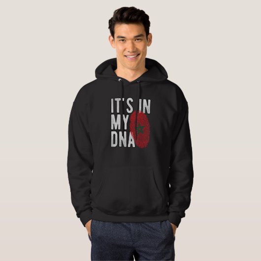 Grappig dat het in mijn DNA Marokko vlag Fingerpri Hoodie (Voorkant volledig)