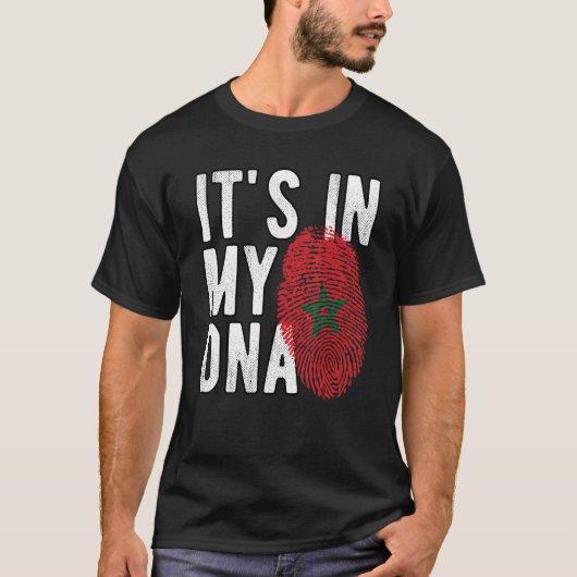 Grappig dat het in mijn DNA Marokko vlag Fingerpri T-shirt (Voorkant)